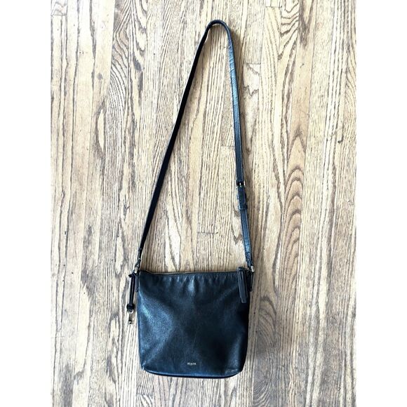 Vintage Fossil Black Leather Crossbody Shoulder Handbag Bag Women's Size Small - Picture 2 of 12